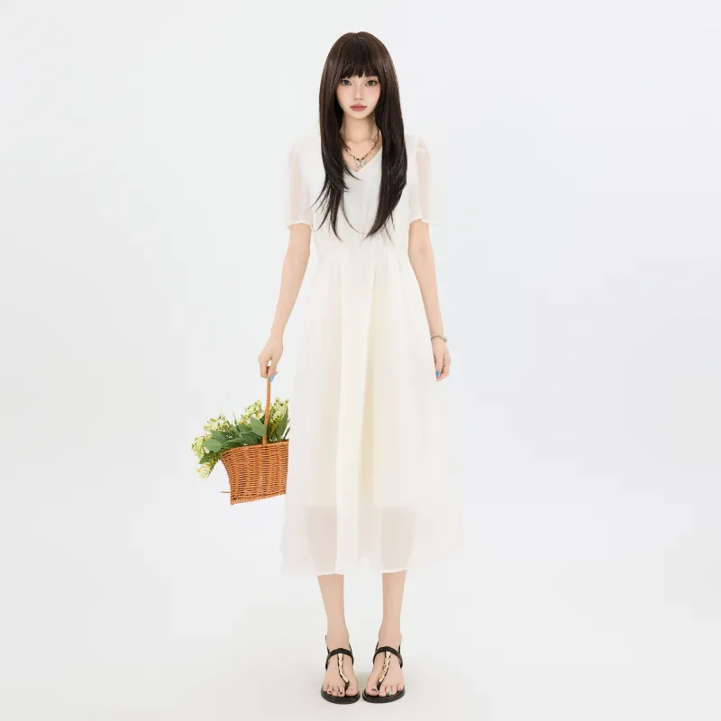 Wen Shan Short Sleeved Dress Women's White-2