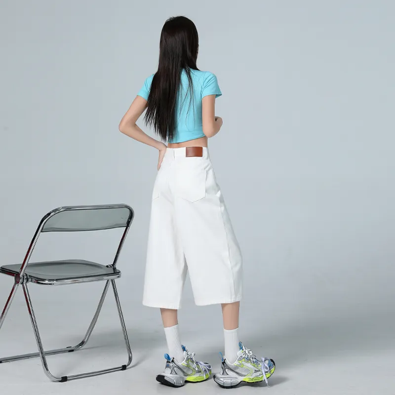 Wen Shan Denim Shorts Women's White-5