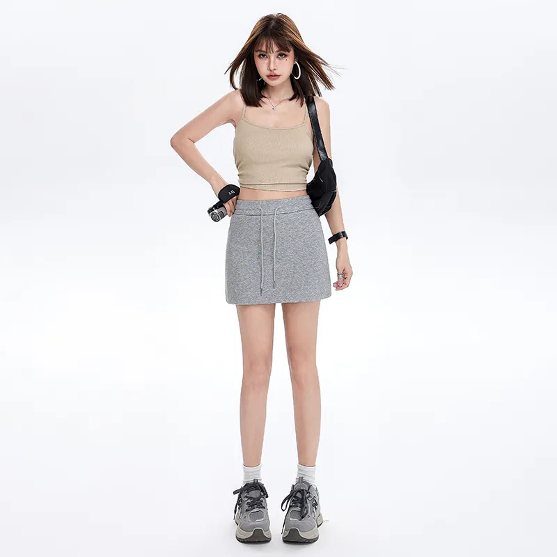 Wen Shan Casual Short Skirts Women's Gray-3