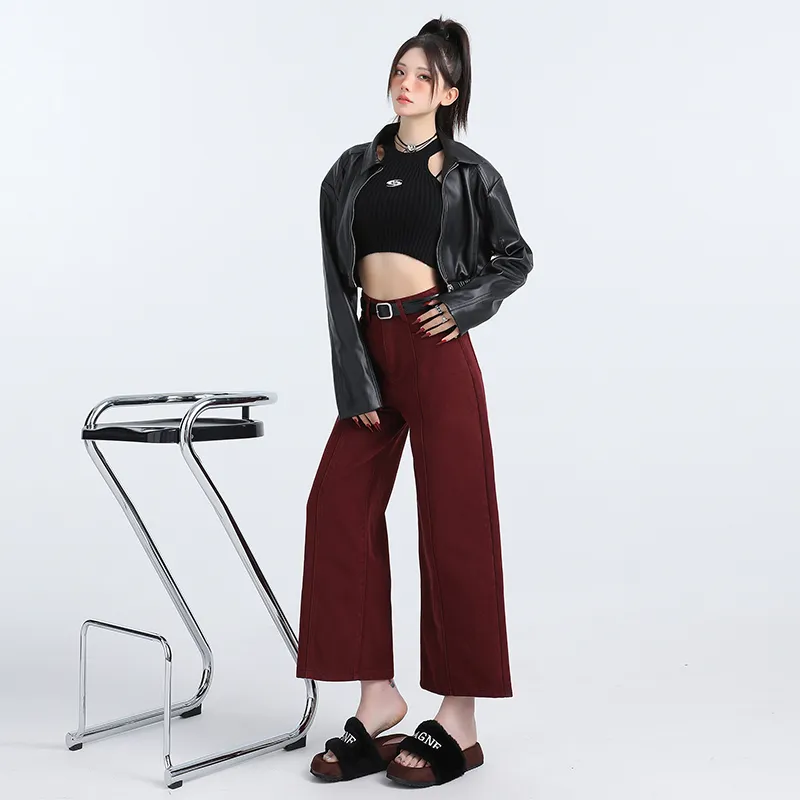 Wen Shan Jeans Women's Red Pants-4