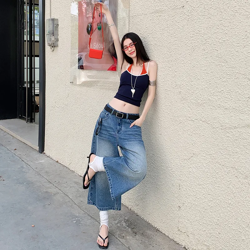 Wen Shan Denim Shorts Women's Vintage Blue-4