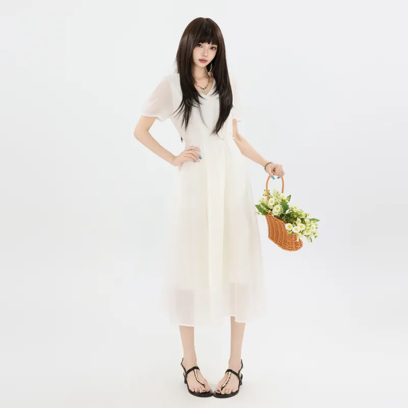 Wen Shan Short Sleeved Dress Women's White-4