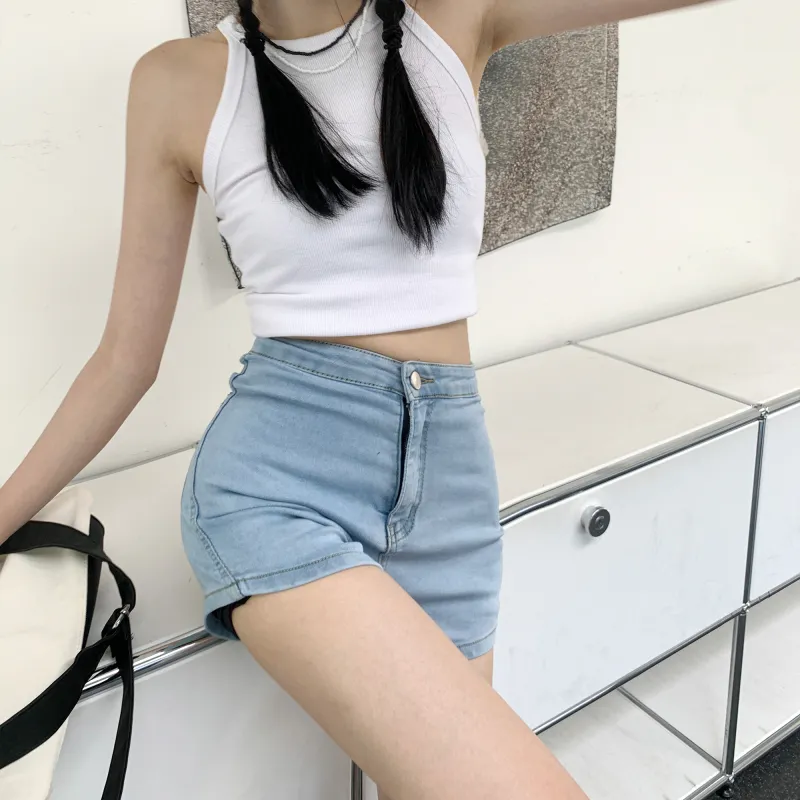 Wen Shan Denim Shorts Women's Black High Elasticity Version-13
