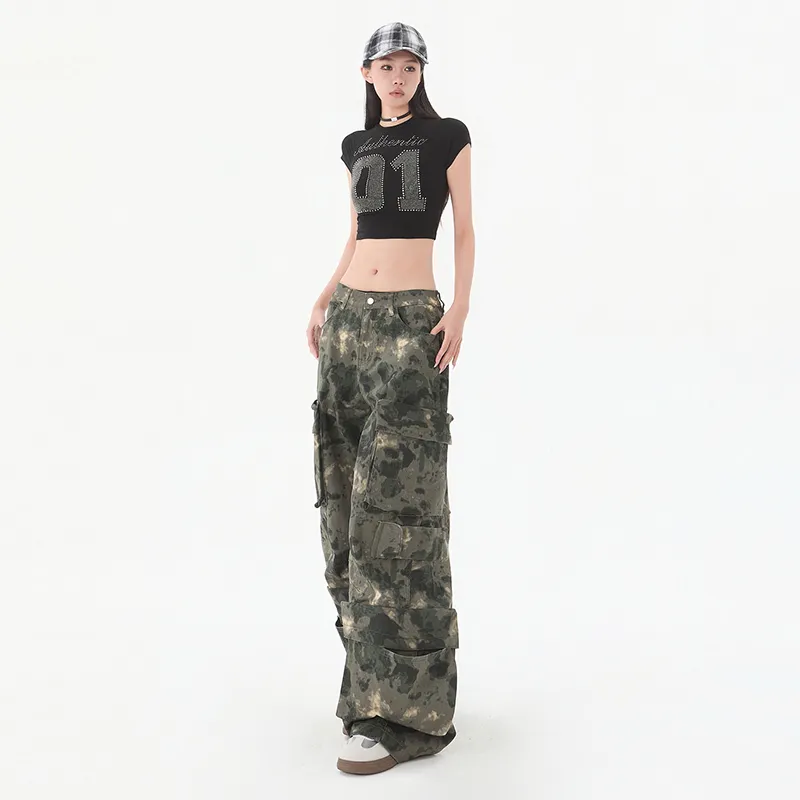 Wen Shan Jeans Women's Green Camouflage-10