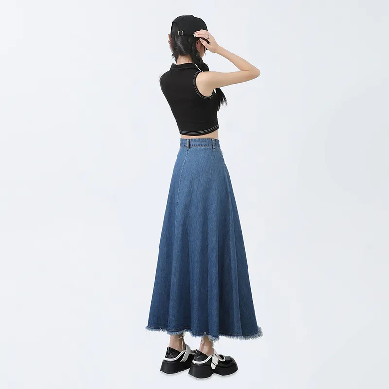 Wen Shan Denim Long Skirt Women's-6