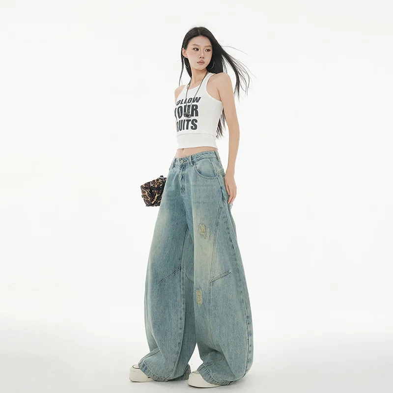 Wen Shan Jeans Women's Washed Blue-4