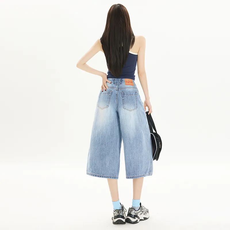 Wen Shan Denim Shorts Women's Light Blue-2