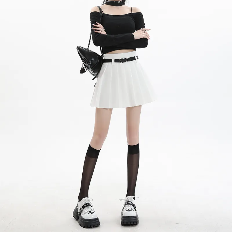 Wen Shan Casual Short Skirts Women's White-2
