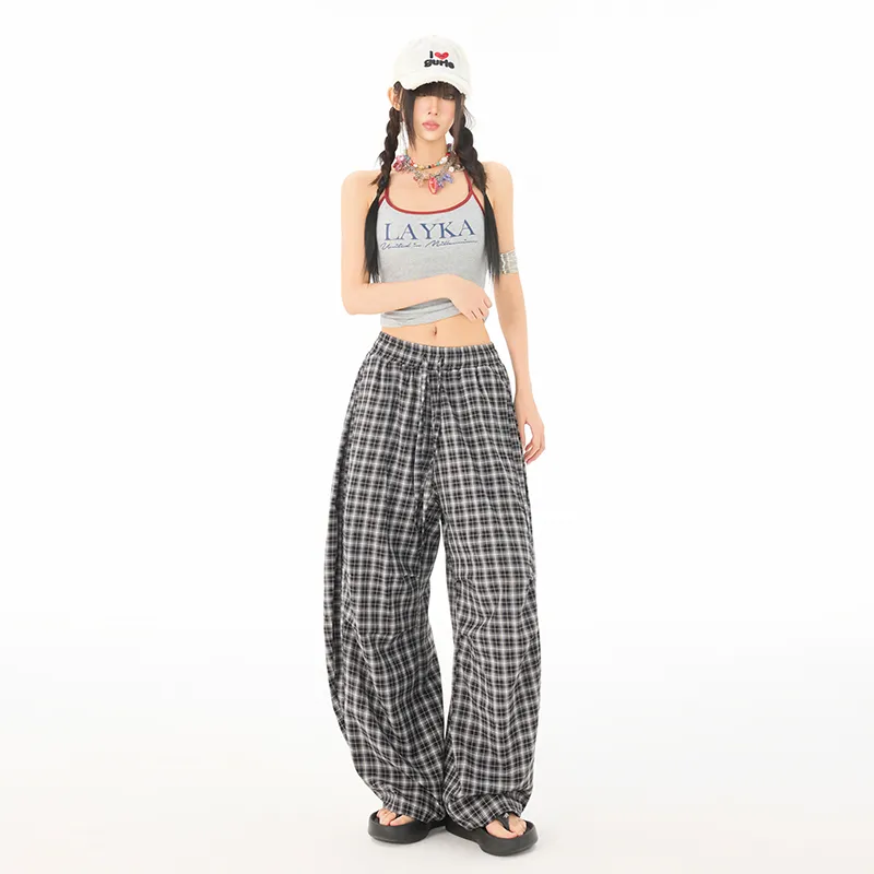 Wen Shan Casual Pants Women's Black Stripes-4