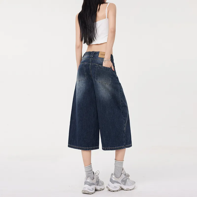 Wen Shan Denim Shorts Women's Vintage Blue-4