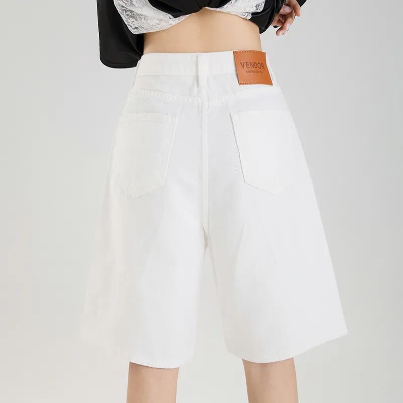 Wen Shan Denim Shorts Women's White-4