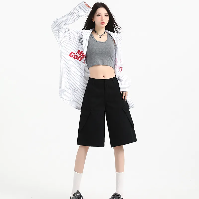 Wen Shan Denim Shorts Women's Black-2