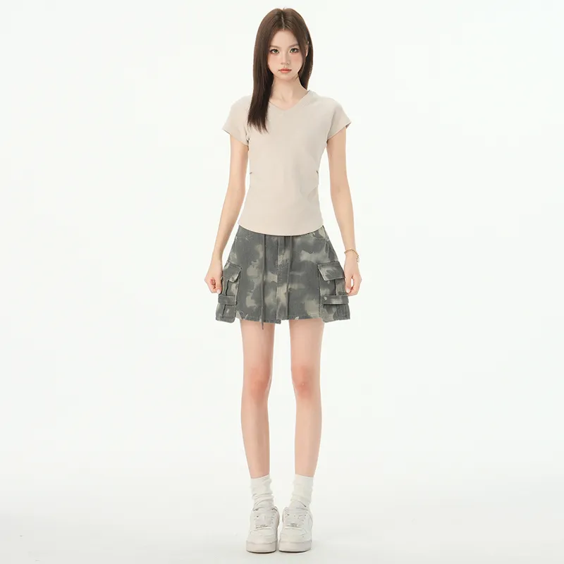 Wen Shan Raglan Sleeve T Shirt Women's Apricot-3