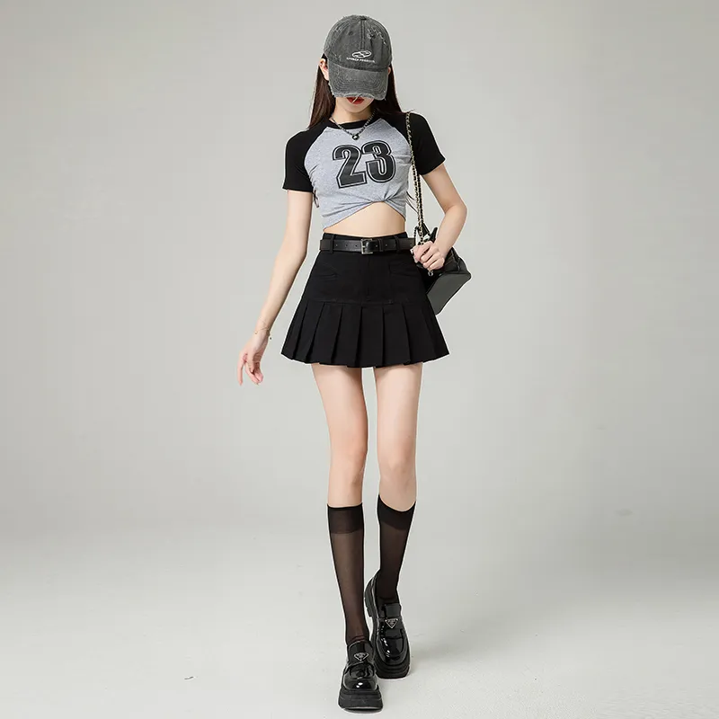Wen Shan Casual Short Skirts Women's Black-4