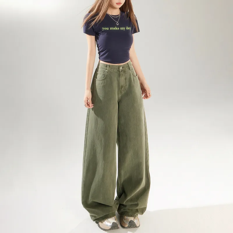 Wen Shan Jeans Women's Light Army Green-3