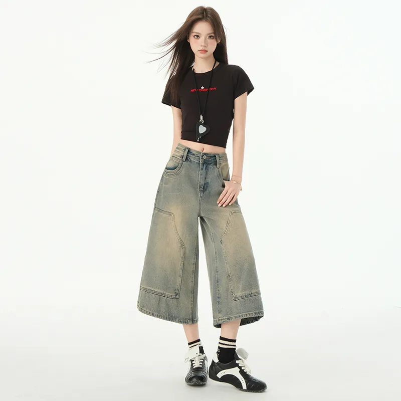 Wen Shan Denim Shorts Women's Nostalgic Blue-2