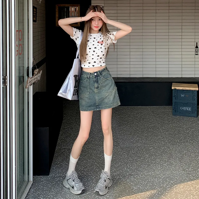 Wen Shan Denim Short Skirts Women's-4