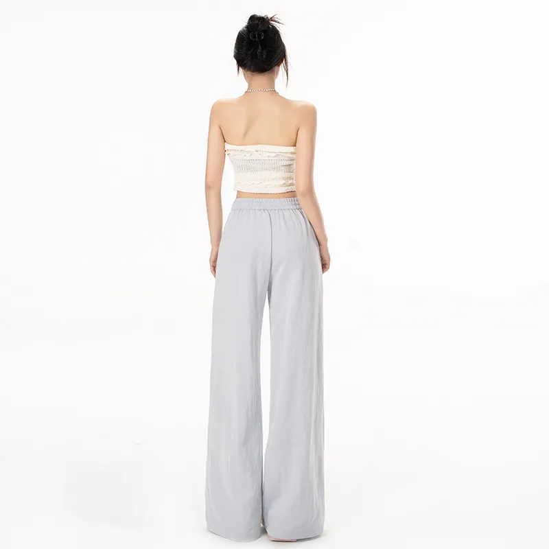 Wen Shan Casual Pants Women's Gray Blue-4