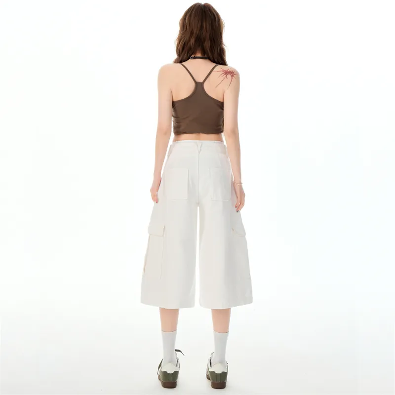 Wen Shan Denim Shorts Women's White-6