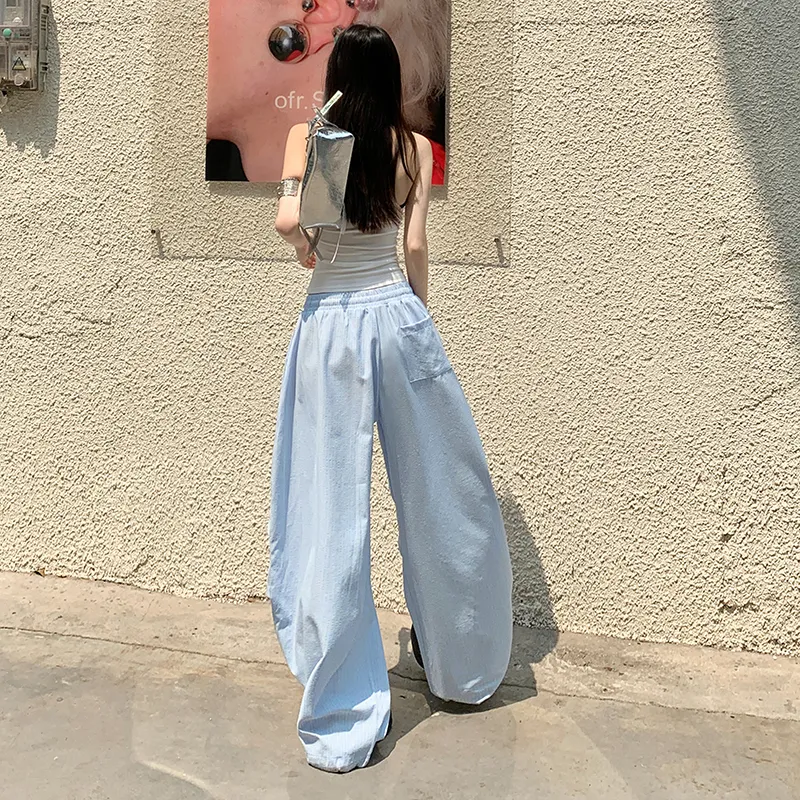 Wen Shan Casual Pants Women's Light Blue Pants-6