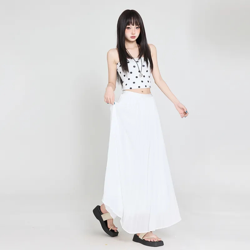 Wen Shan Casual Long Skirt Women's White-4