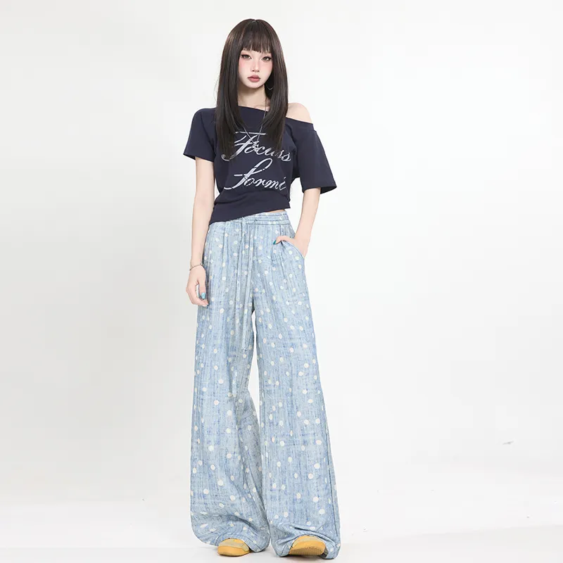 Wen Shan Casual Pants Women's Blue-2