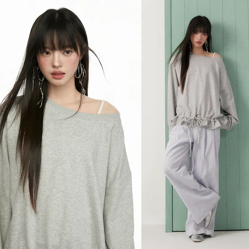 CYNI Drawstring Asymmetrical Shoulder Sweatshirt Women's-6