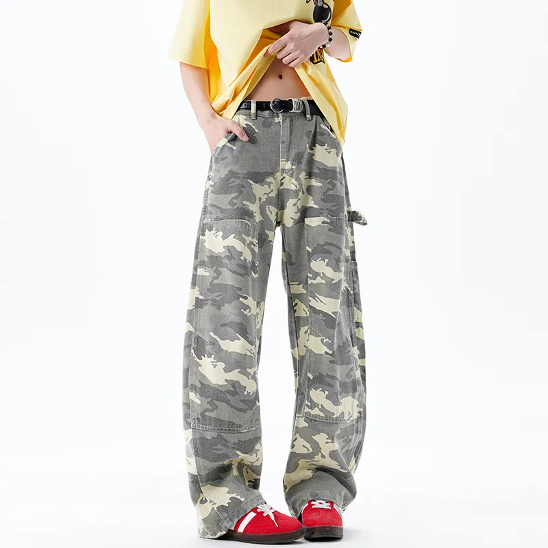 OPMO Casual Pants Unisex Camouflage Yellow-2