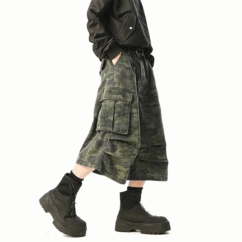OPMO Denim Shorts Unisex Green-7