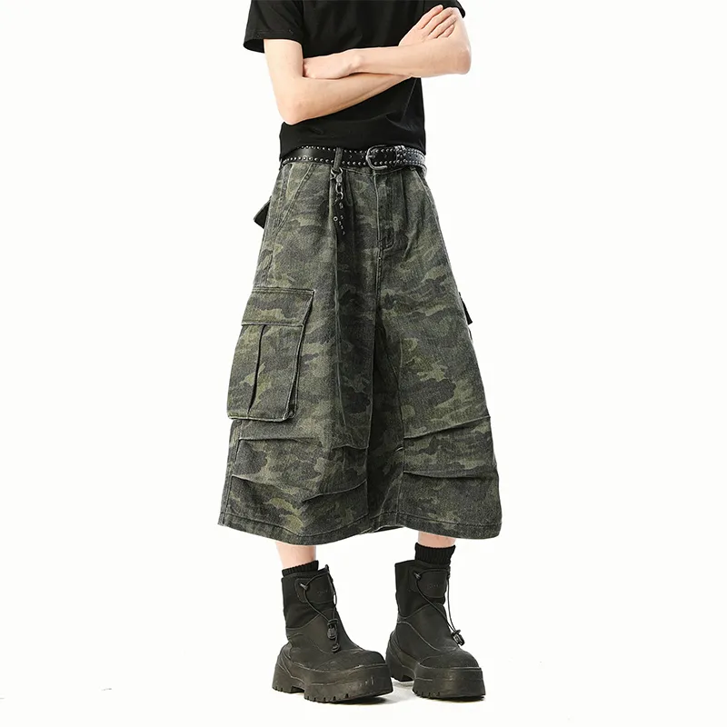 OPMO Denim Shorts Unisex Green-4