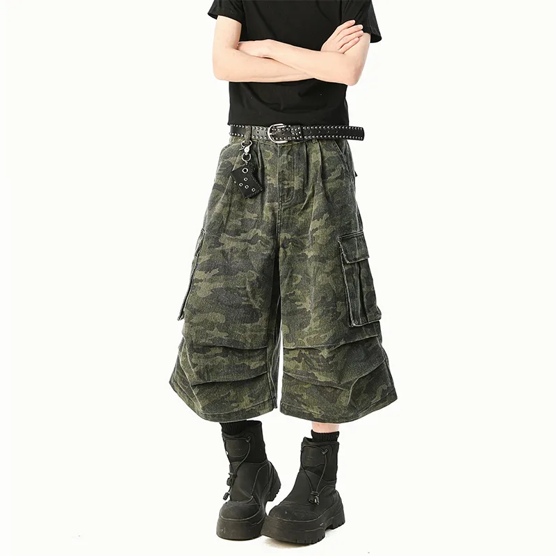 OPMO Denim Shorts Unisex Green-3