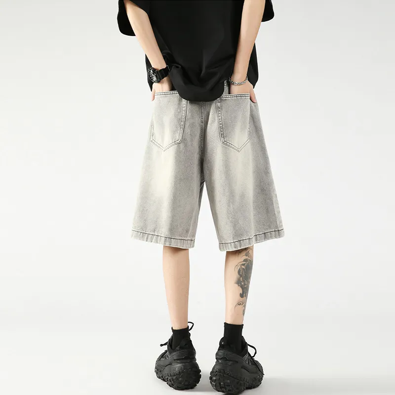 OPMO Denim Shorts Unisex Gray[No Belt]-5