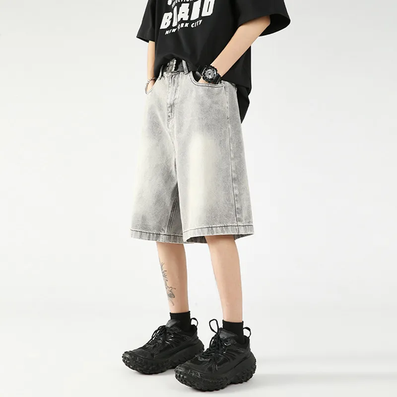 OPMO Denim Shorts Unisex Gray[No Belt]-1