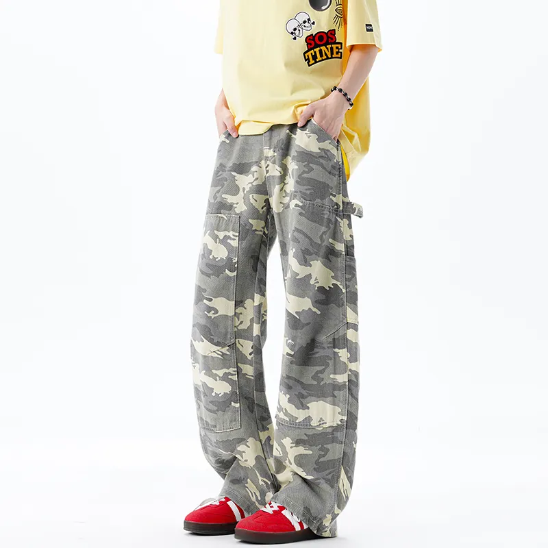 OPMO Casual Pants Unisex Camouflage Yellow-1