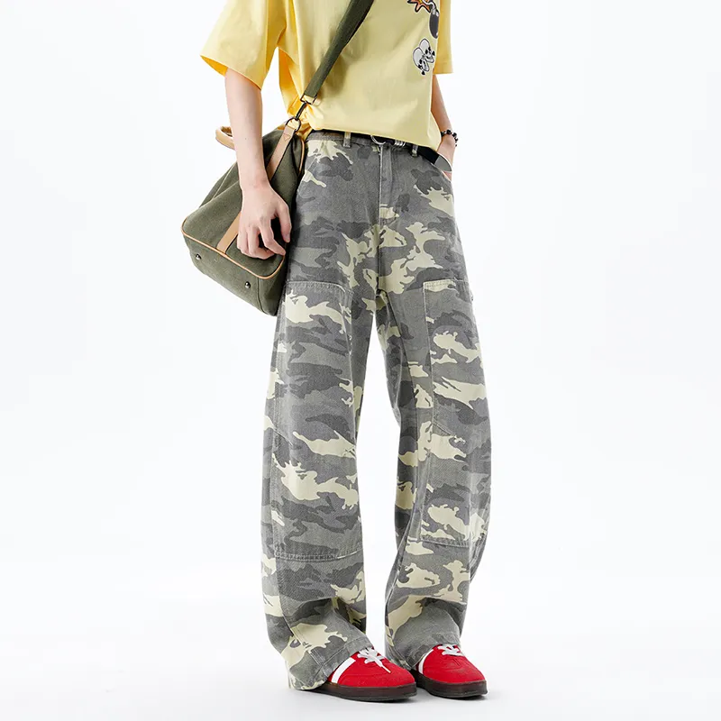OPMO Casual Pants Unisex Camouflage Yellow-4