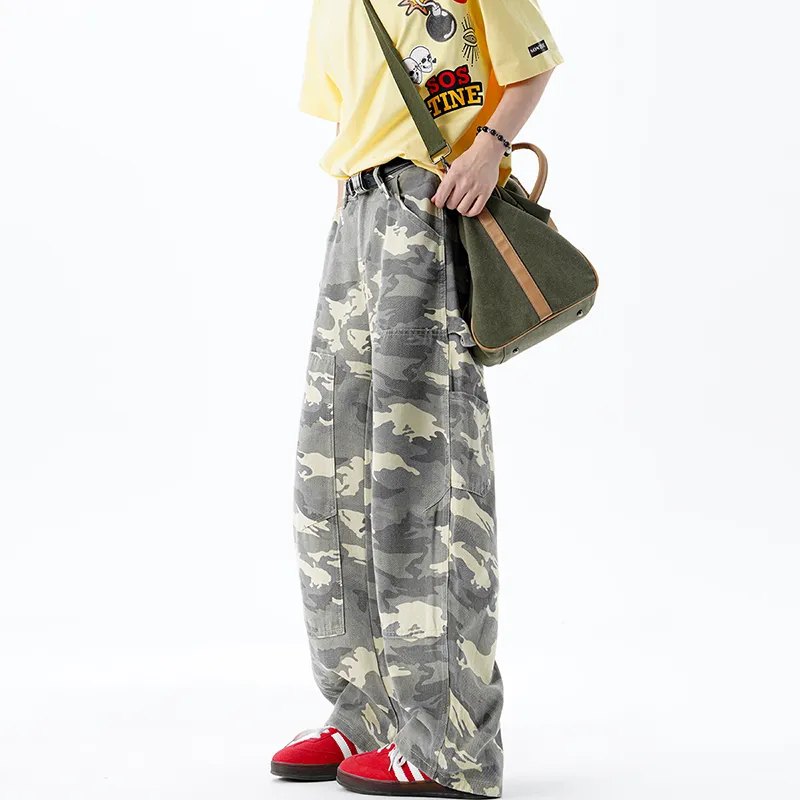 OPMO Casual Pants Unisex Camouflage Yellow-3