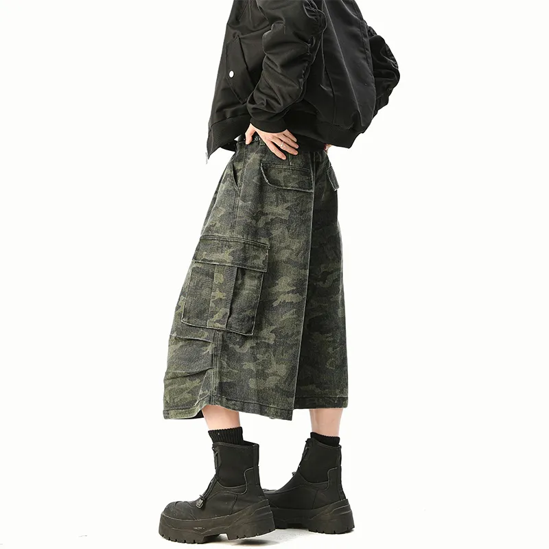 OPMO Denim Shorts Unisex Green-5