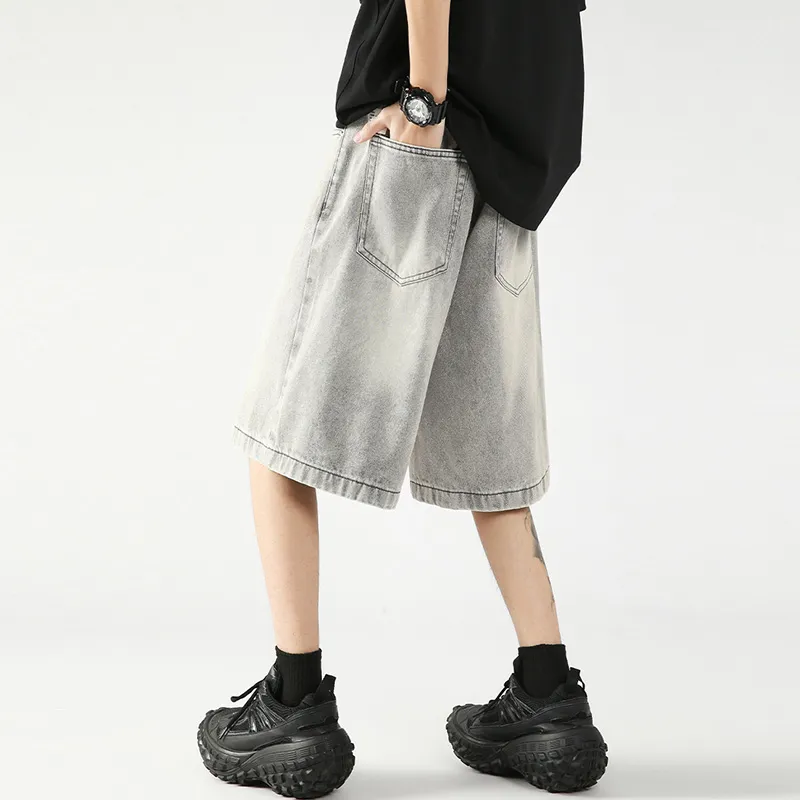 OPMO Denim Shorts Unisex Gray[No Belt]-4