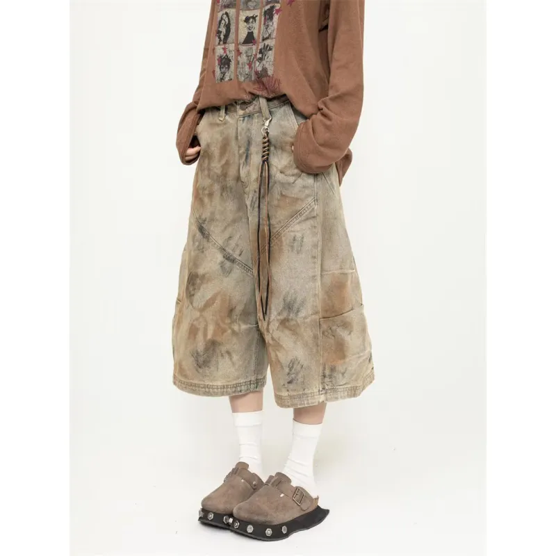 YEARNED Denim Shorts Women's Yellow Mud-1
