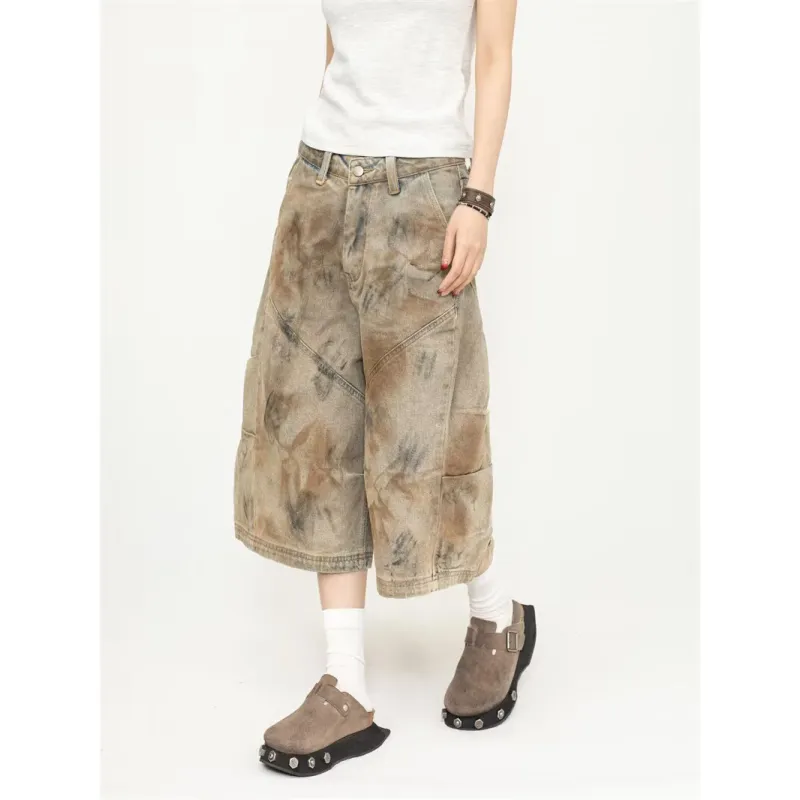 YEARNED Denim Shorts Women's Yellow Mud-1