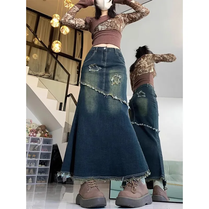 YEARNED Denim Long Skirt Women's-4