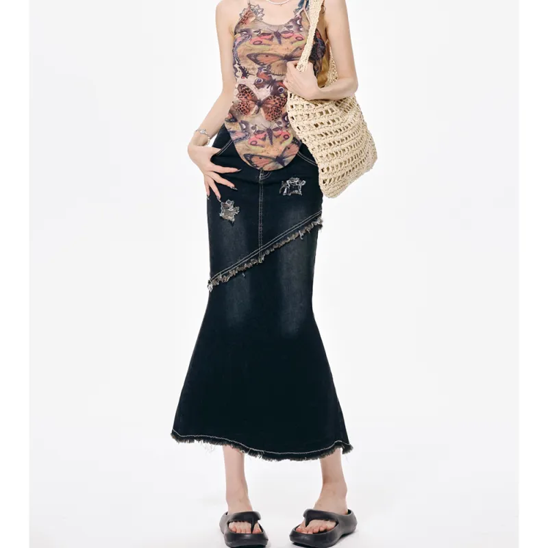YEARNED Denim Long Skirt Women's-7