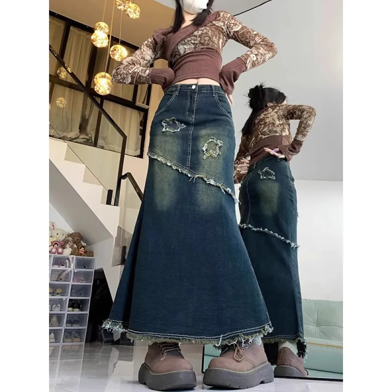 YEARNED Denim Long Skirt Women's-5