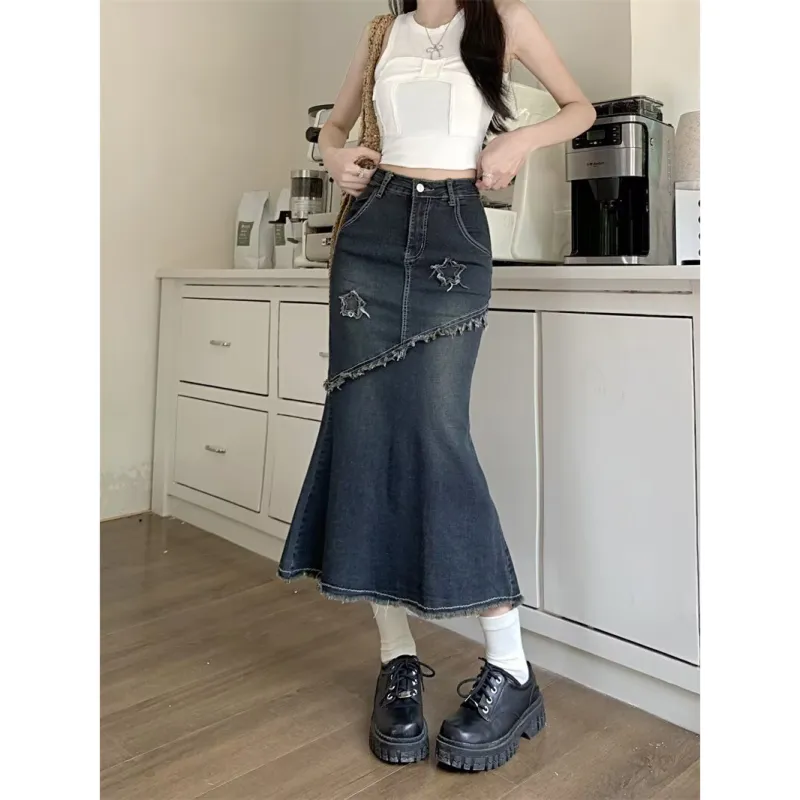 YEARNED Denim Long Skirt Women's-4