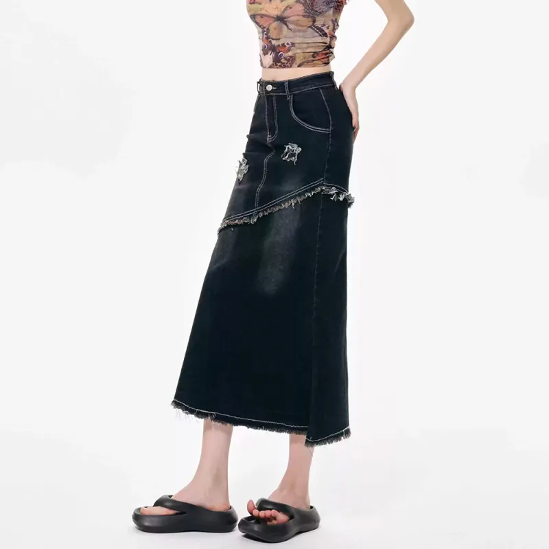 YEARNED Denim Long Skirt Women's-4