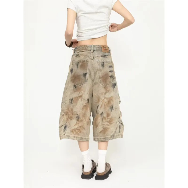 YEARNED Denim Shorts Women's Yellow Mud-5