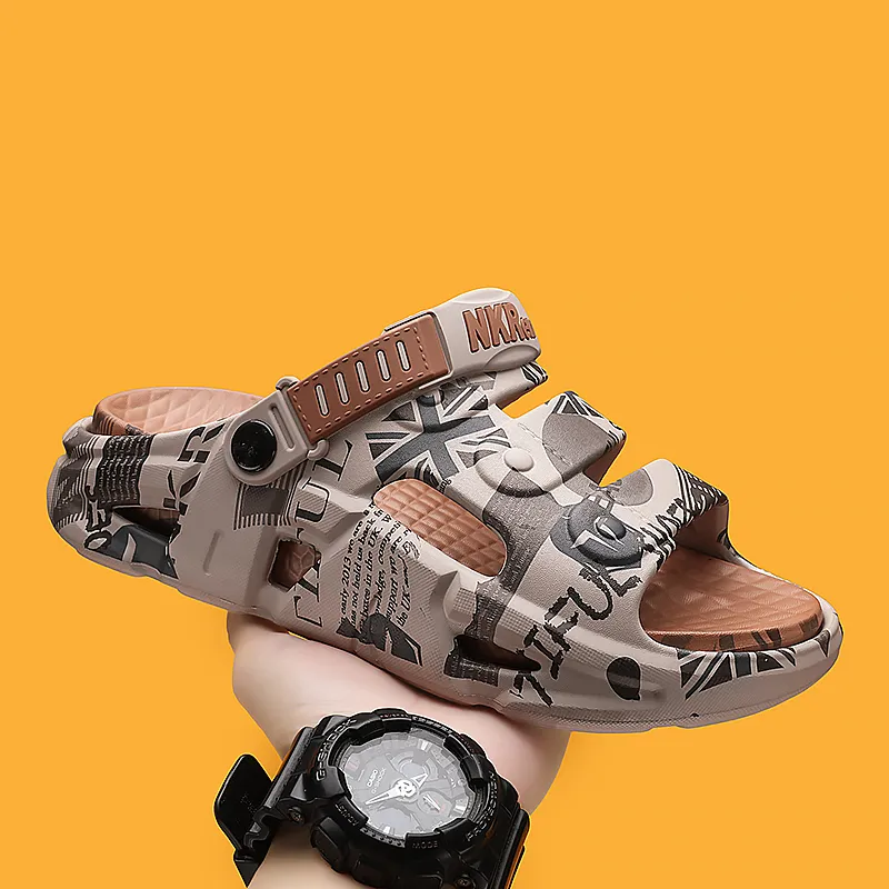 FCMM Beach Sandals Men Black Gray/Khaki/Green-5