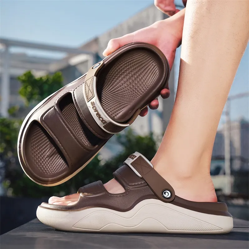 FCMM Beach Sandals Men Dark Gray / Coffee / Khaki-15