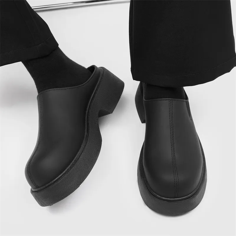 FCMM Rubber Sole Slip Resistant Abrasion Resistant Closed Toe Slippers Men's Black-2