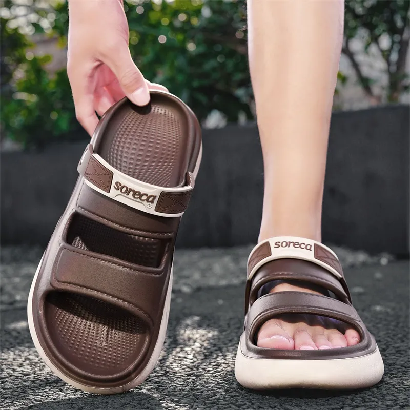 FCMM Beach Sandals Men Dark Gray / Coffee / Khaki-12